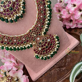Vriksham Exquisite Precious Kemp Stone Bridal Set-Green Bead-G18180